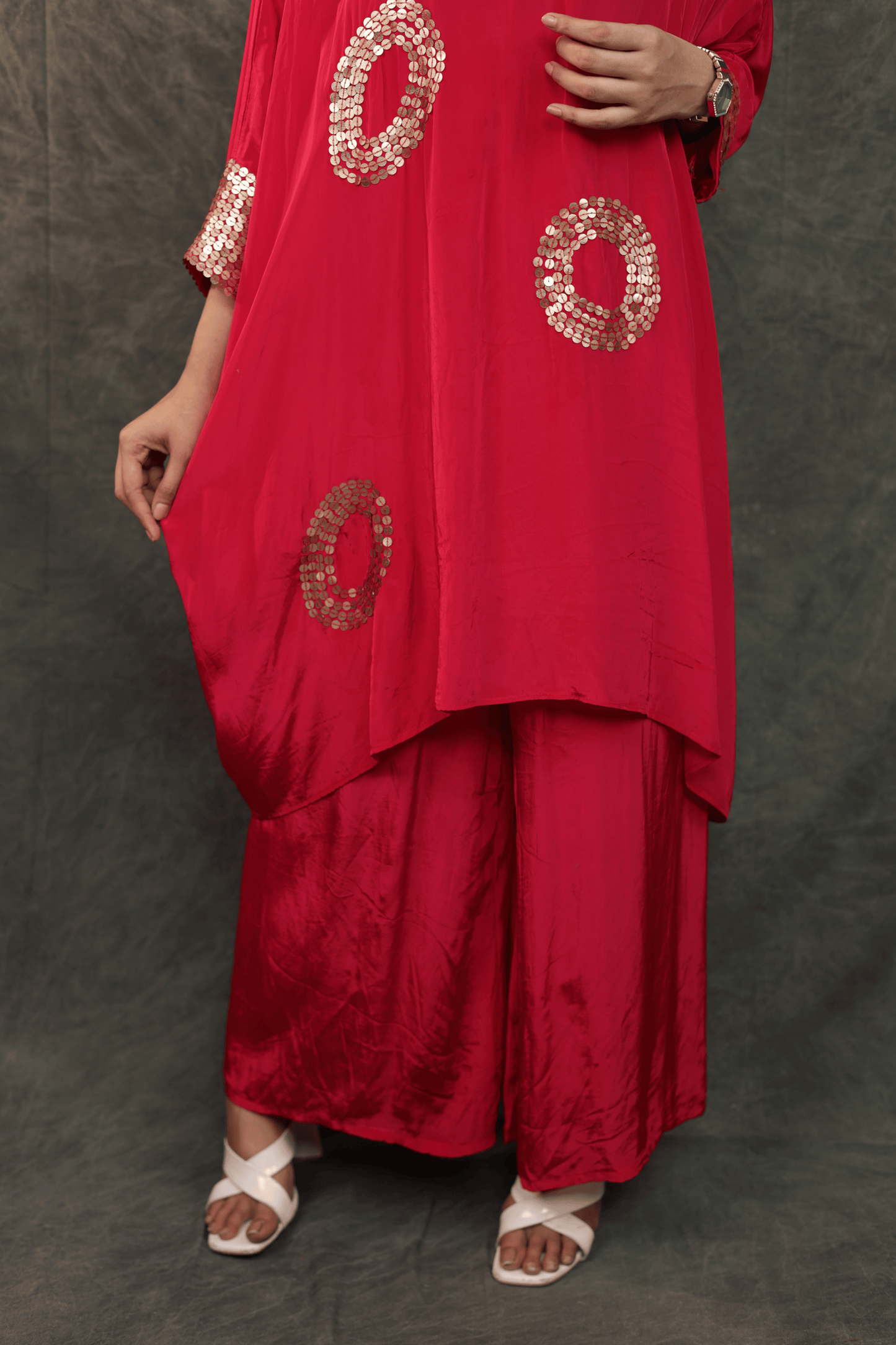 Rani pink sequins detailing Crepe Co-ord set