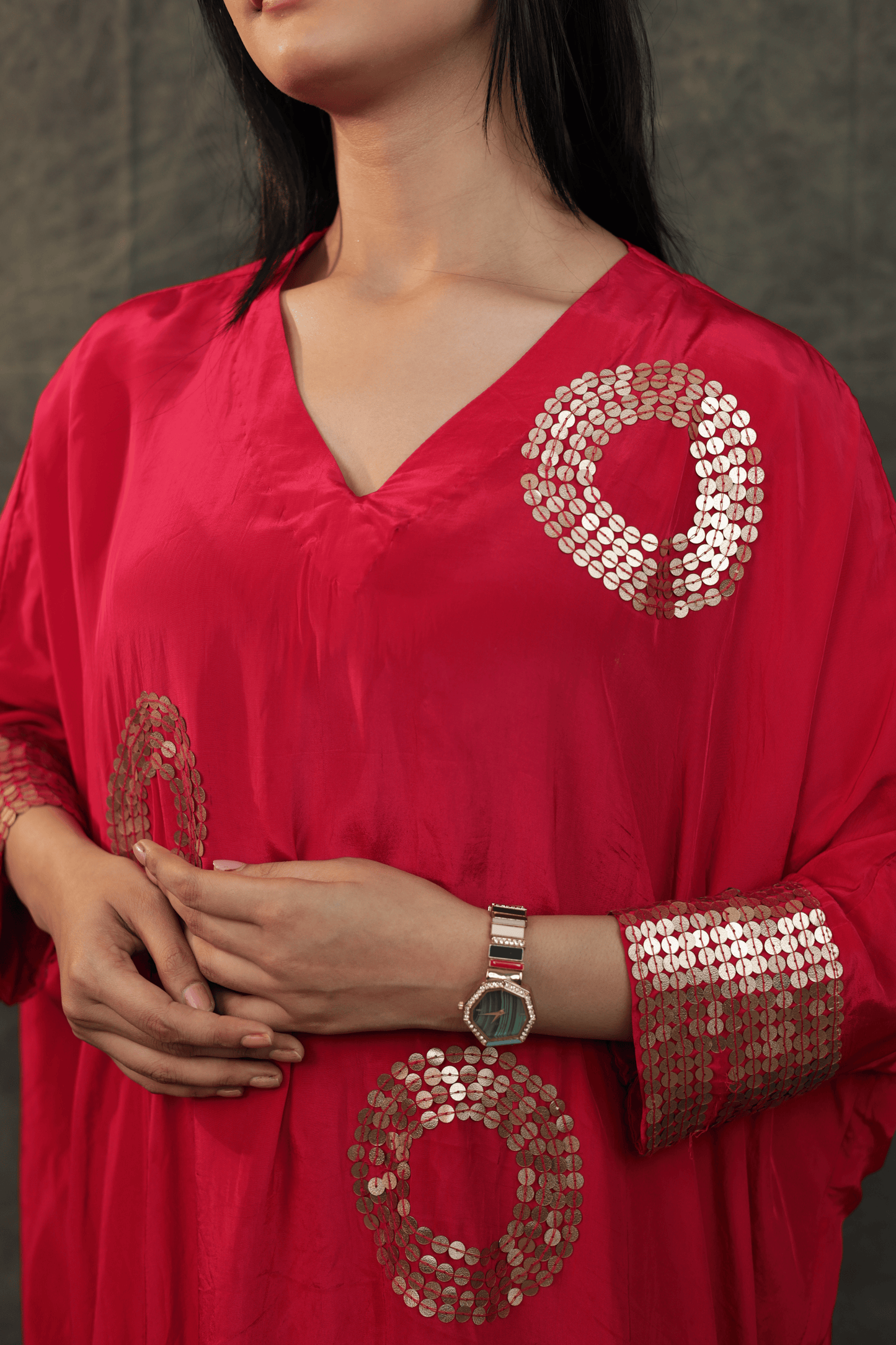 Rani pink sequins detailing Crepe Co-ord set