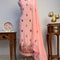 Rose Pink Pure Organza Silk Unstitched Suit Set With Hand Embroidery & Matching Dupatta