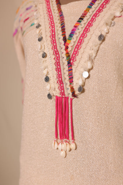 Boho cowrie special jute linen designer Co-ord set