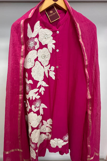 Applique work mulchanderi designer suit