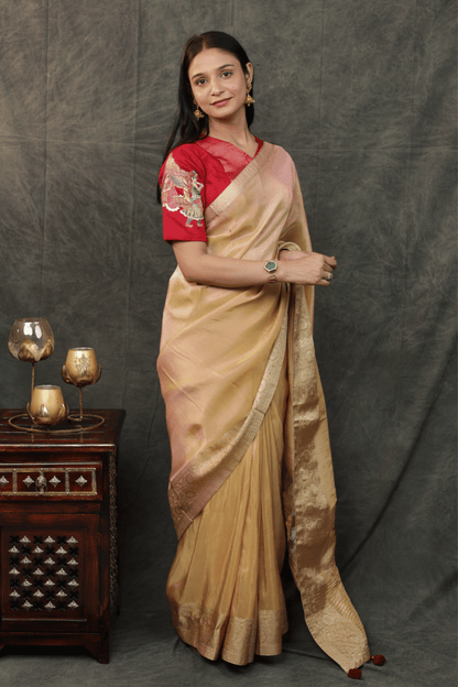 'Shehnai' Silk Saree with Stitched Designer Threadwork Blouse