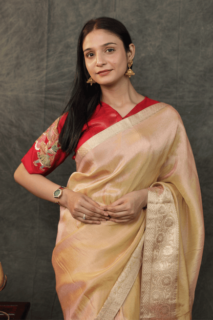 'Shehnai' Silk Saree with Stitched Designer Threadwork Blouse