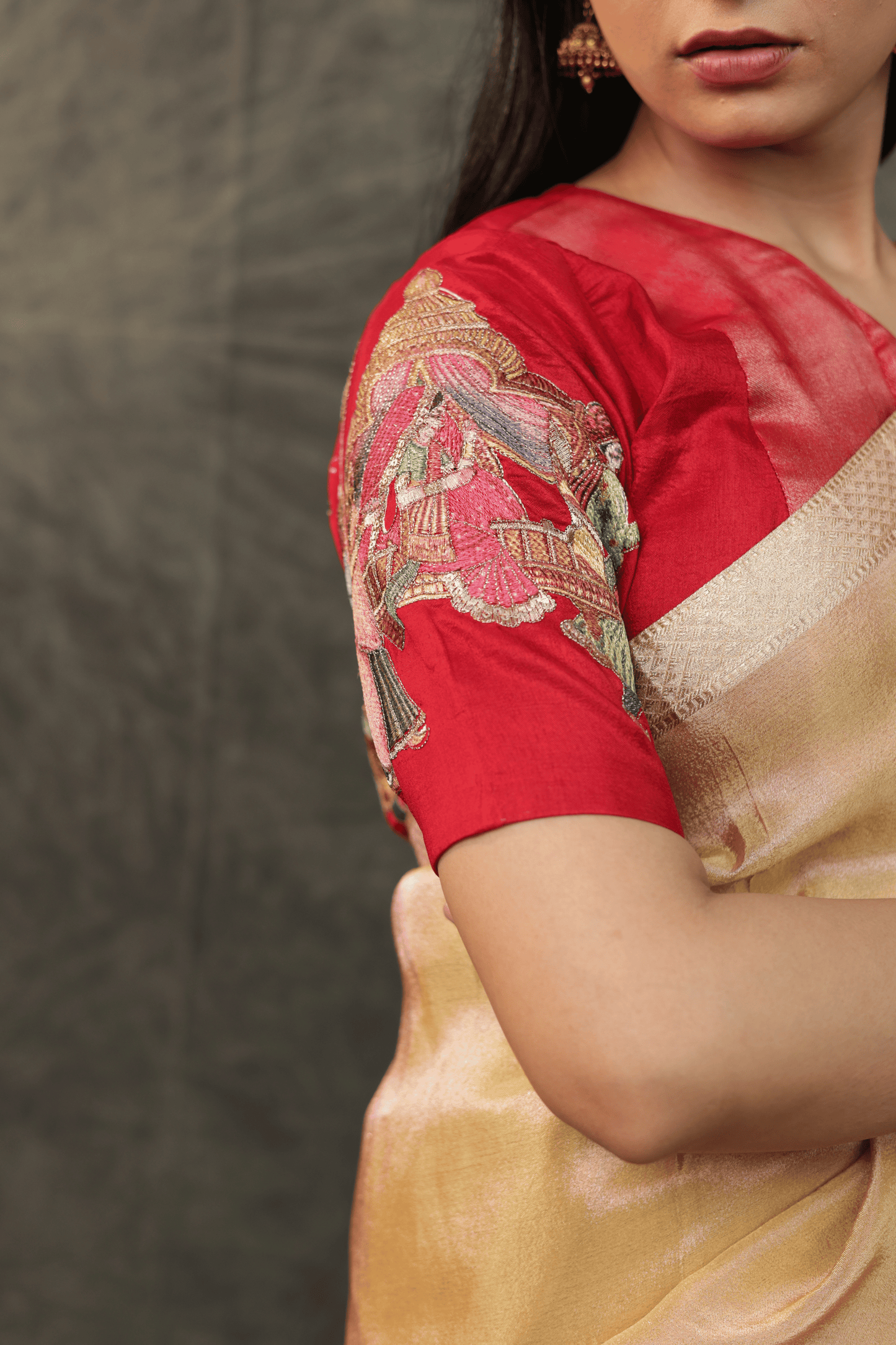 'Shehnai' Silk Saree with Stitched Designer Threadwork Blouse