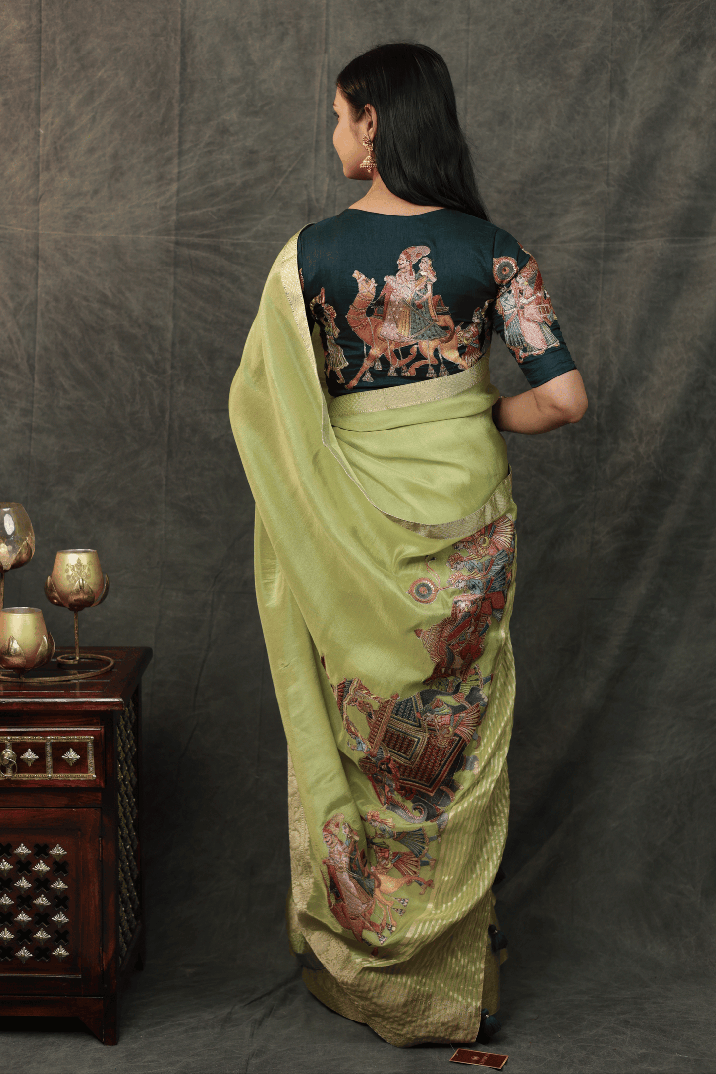 'Shehnai' Silk Saree with Stitched Designer Threadwork Blouse
