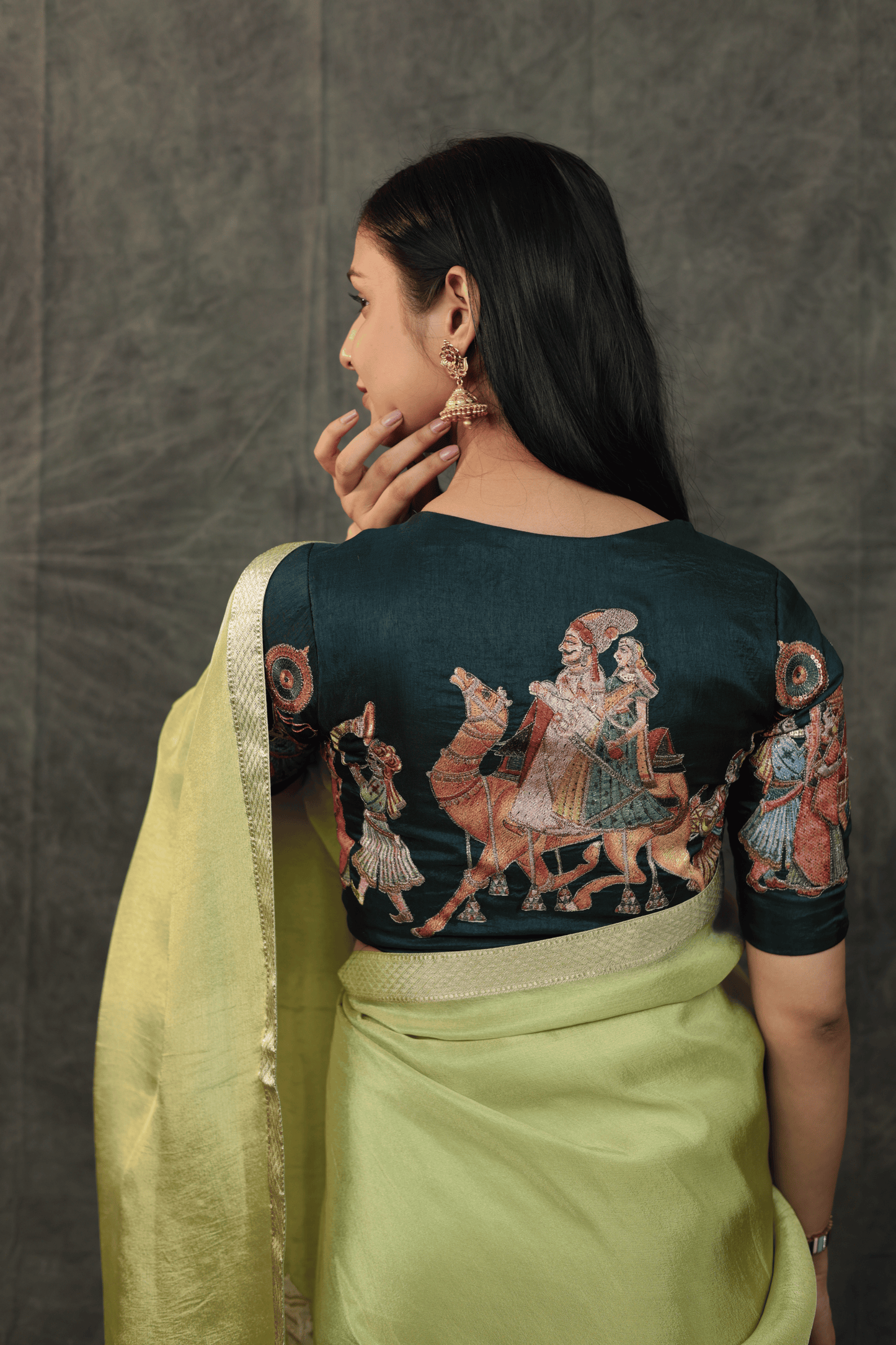 'Shehnai' Silk Saree with Stitched Designer Threadwork Blouse