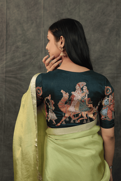 'Shehnai' Silk Saree with Stitched Designer Threadwork Blouse
