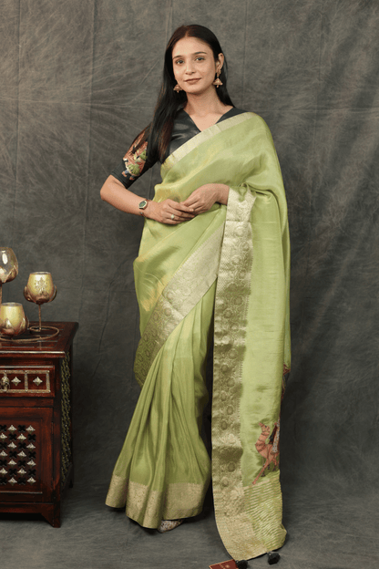 'Shehnai' Silk Saree with Stitched Designer Threadwork Blouse