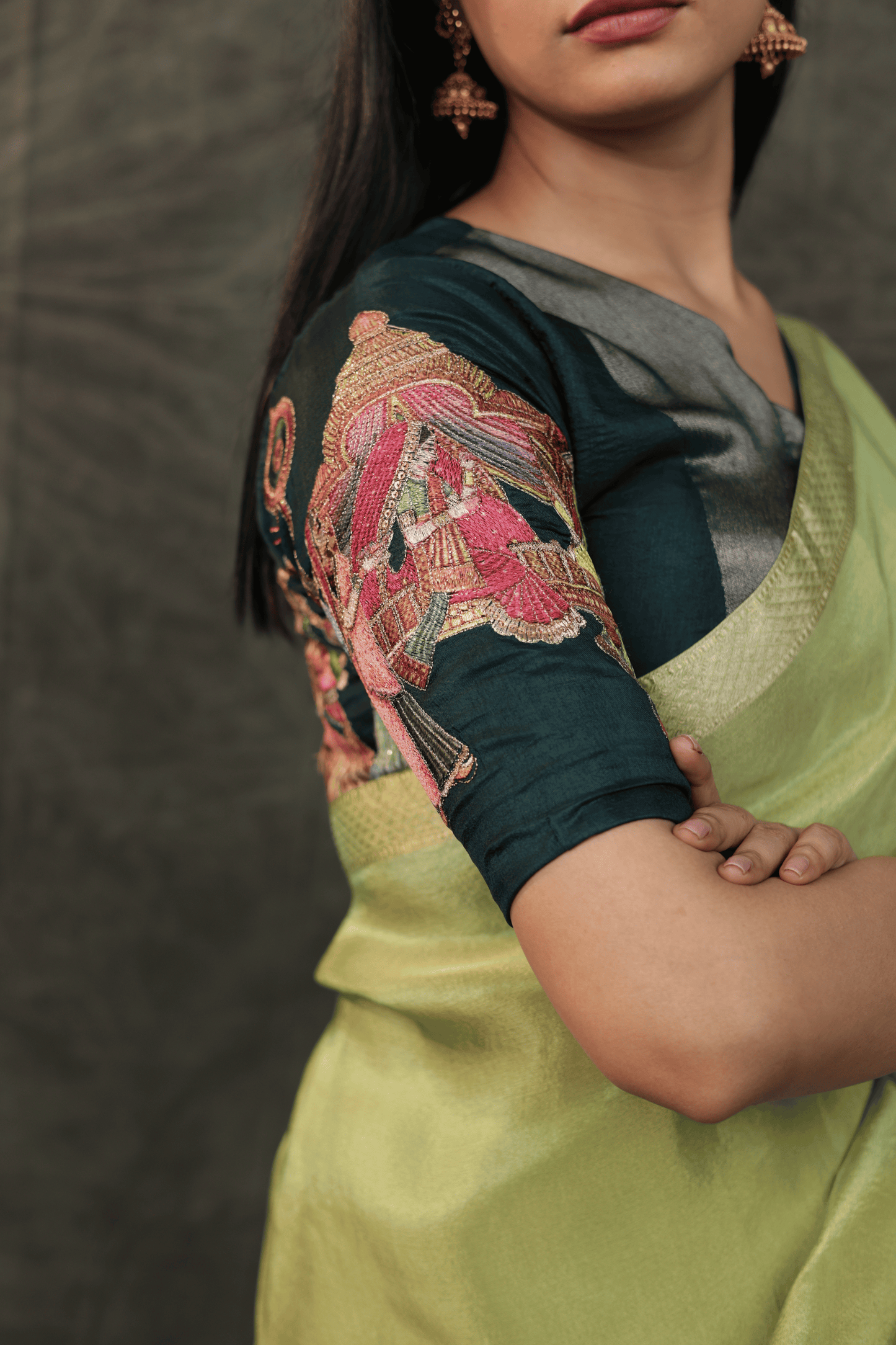 'Shehnai' Silk Saree with Stitched Designer Threadwork Blouse