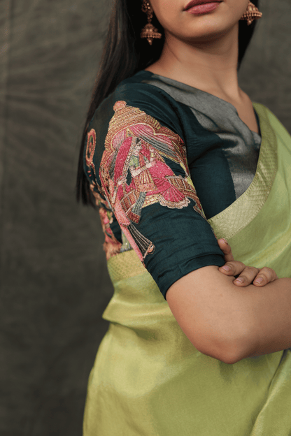 'Shehnai' Silk Saree with Stitched Designer Threadwork Blouse