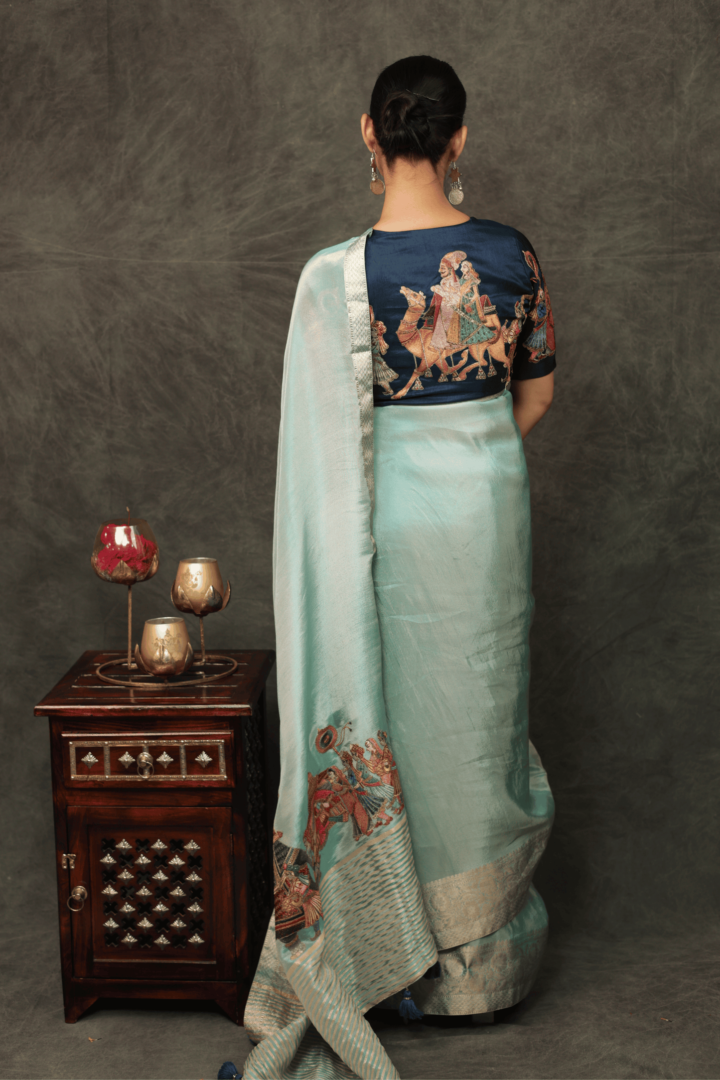 'Shehnai' Silk Saree with Stitched Designer Threadwork Blouse