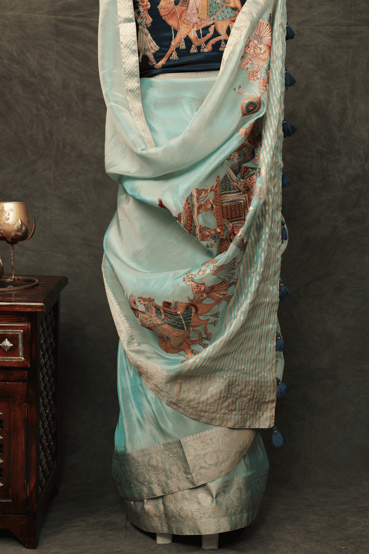 'Shehnai' Silk Saree with Stitched Designer Threadwork Blouse