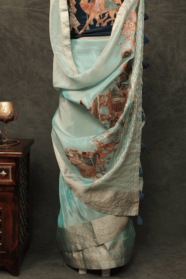 'Shehnai' Silk Saree with Stitched Designer Threadwork Blouse