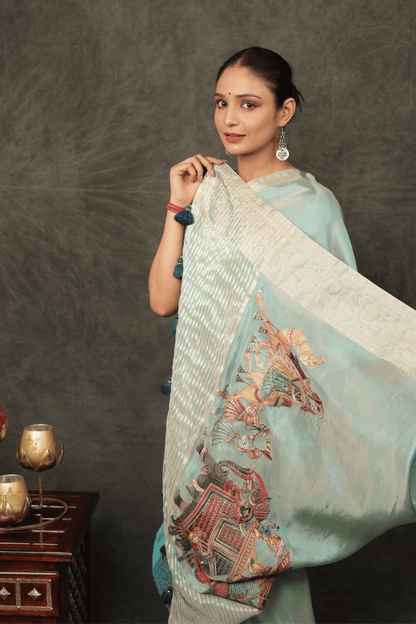 'Shehnai' Silk Saree with Stitched Designer Threadwork Blouse