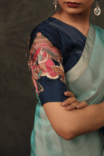 'Shehnai' Silk Saree with Stitched Designer Threadwork Blouse