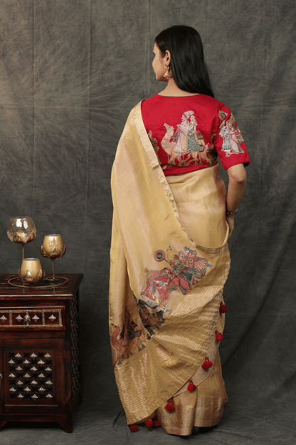 'Shehnai' Silk Saree with Stitched Designer Threadwork Blouse