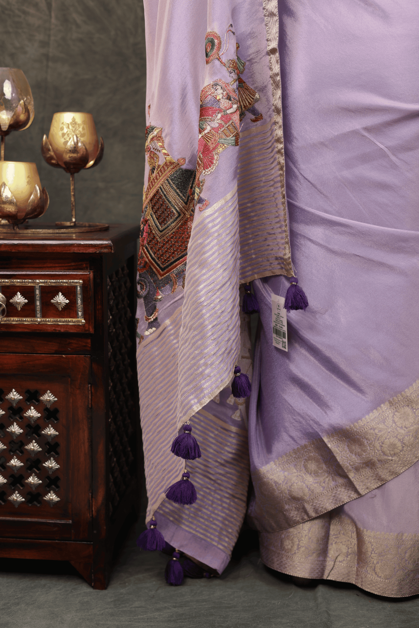 'Shehnai' Silk Saree with Stitched Designer Threadwork Blouse