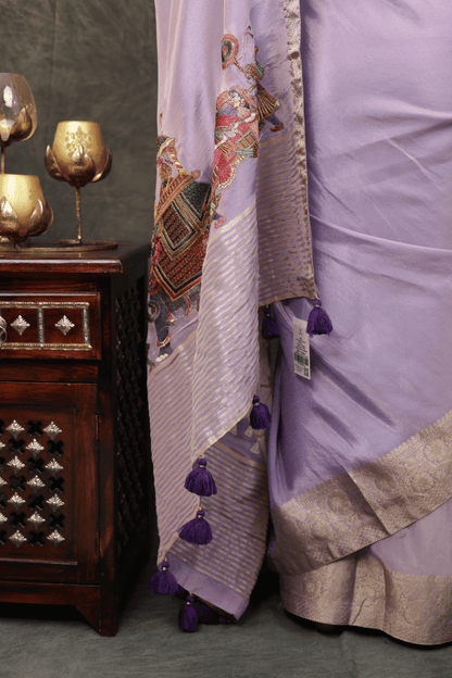 'Shehnai' Silk Saree with Stitched Designer Threadwork Blouse