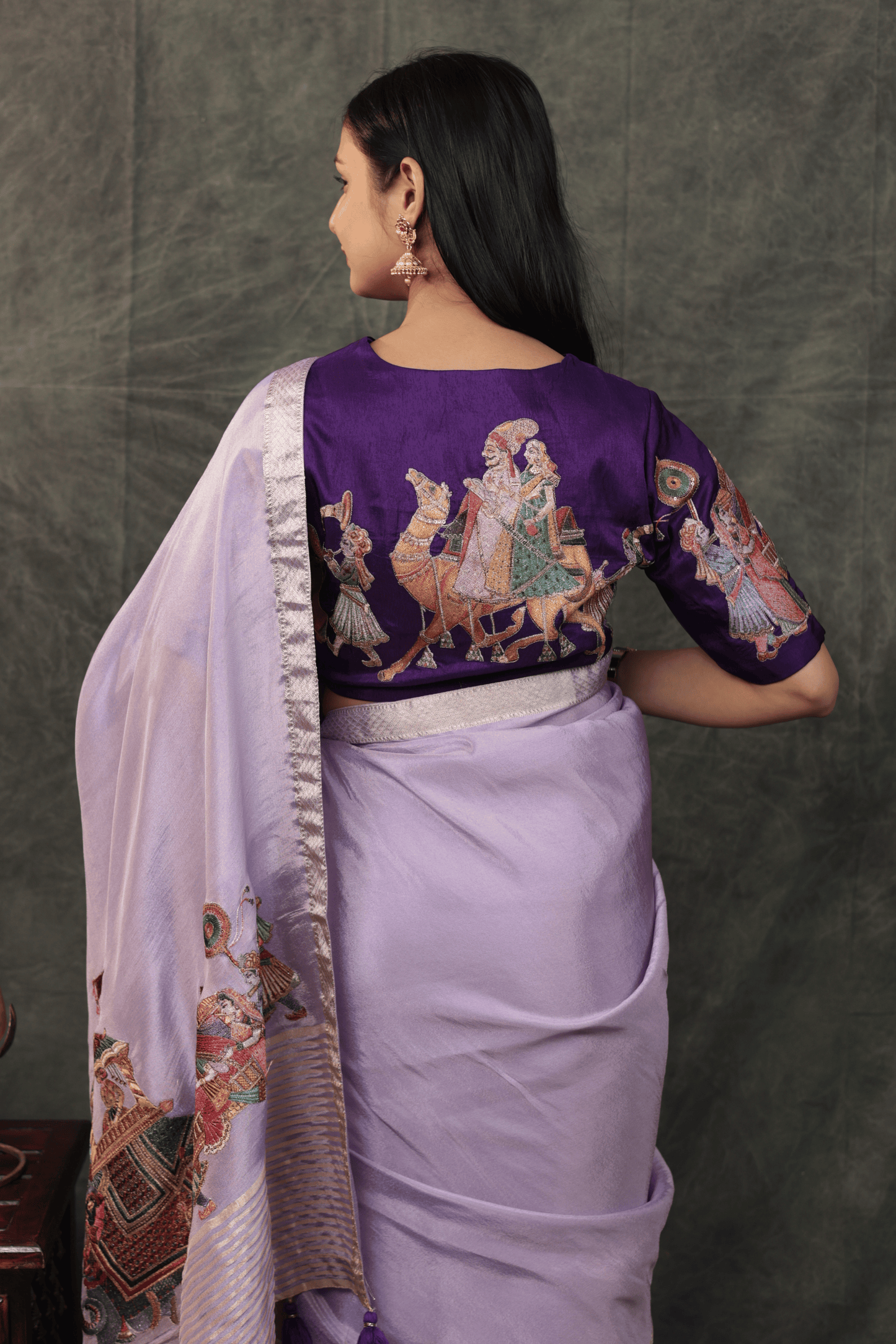 'Shehnai' Silk Saree with Stitched Designer Threadwork Blouse