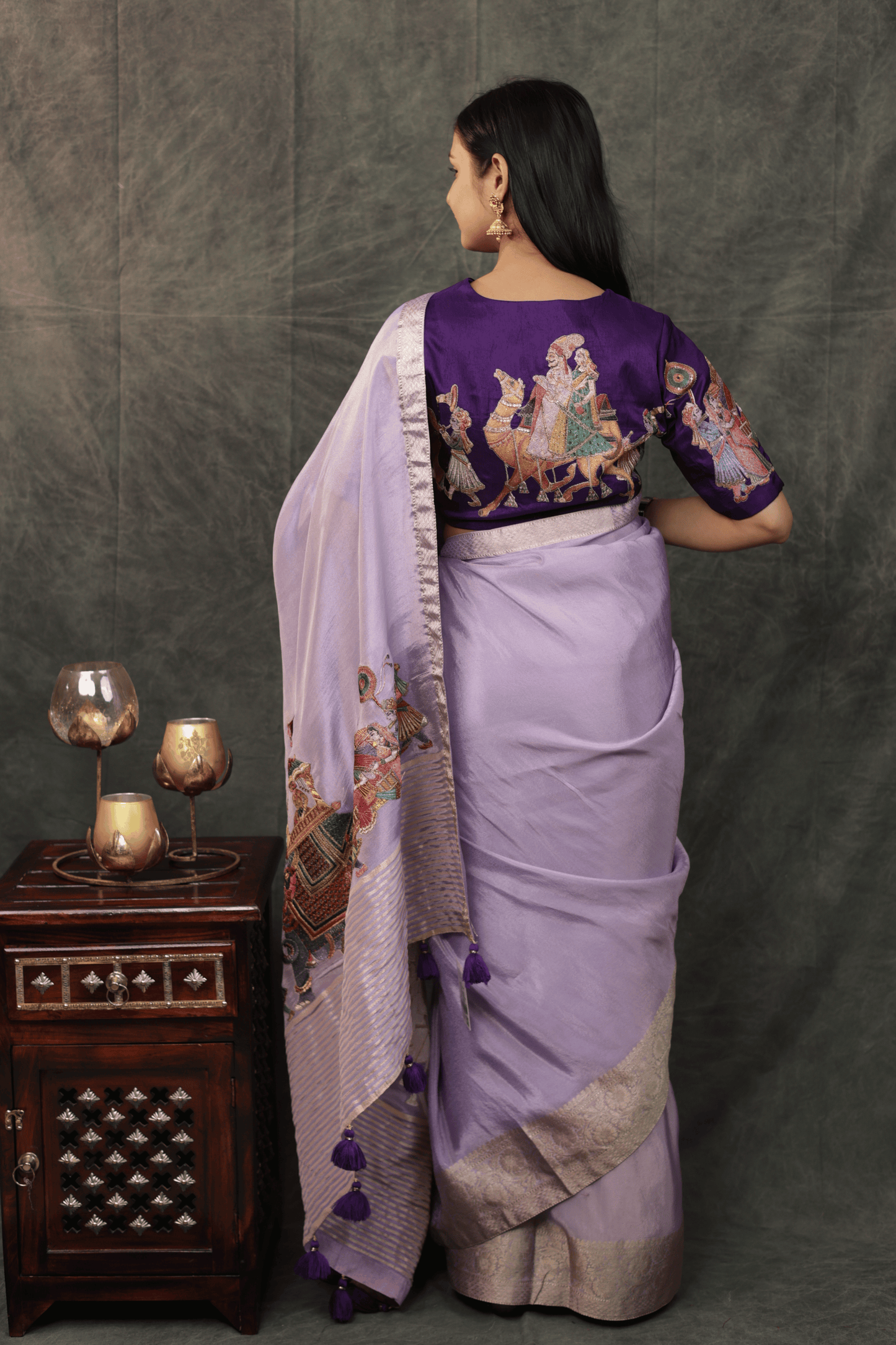 'Shehnai' Silk Saree with Stitched Designer Threadwork Blouse