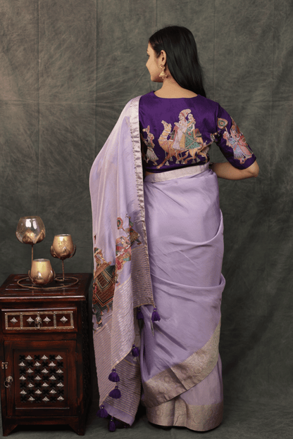 'Shehnai' Silk Saree with Stitched Designer Threadwork Blouse