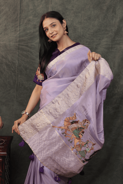 'Shehnai' Silk Saree with Stitched Designer Threadwork Blouse