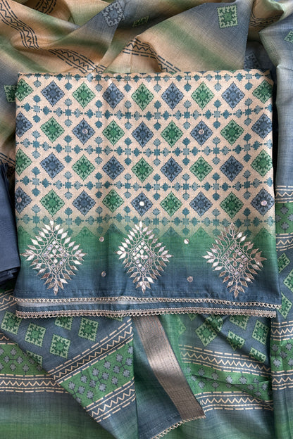 Transformative Teal Unstitched 3 Piece Suit Set