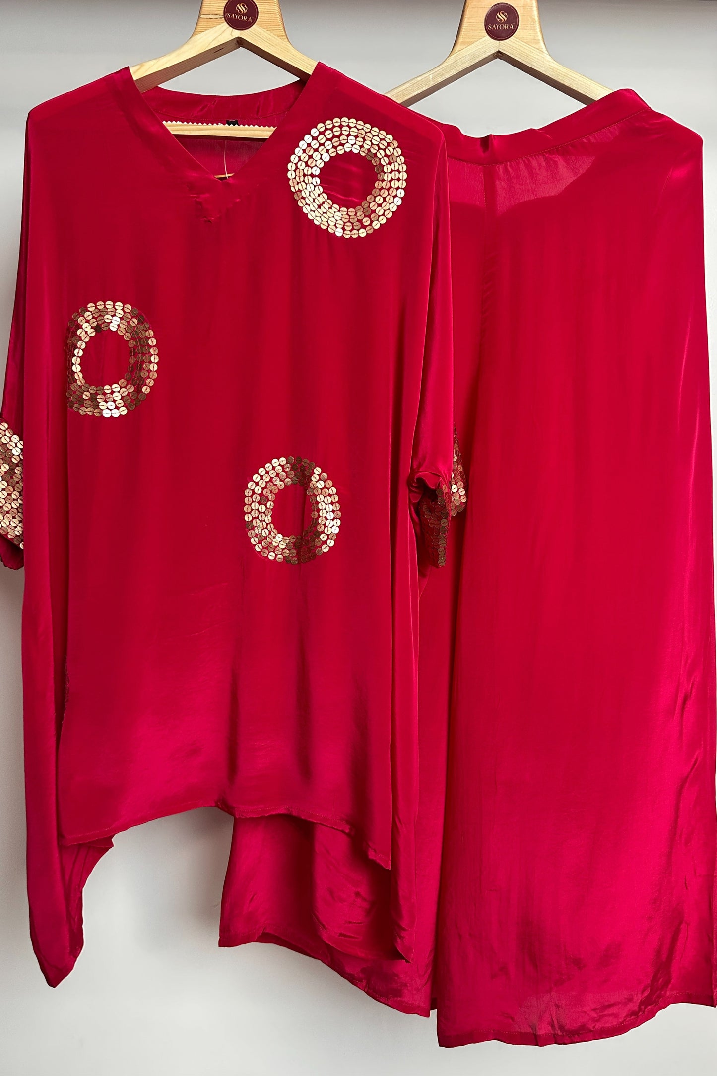 Rani pink sequins detailing Crepe Co-ord set