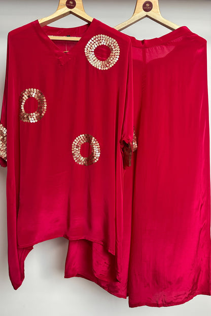 Rani pink sequins detailing Crepe Co-ord set