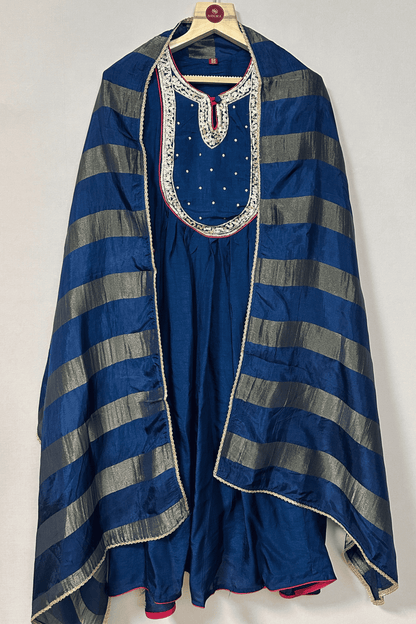 Blue Dola silk suit