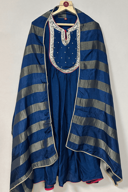 Blue Dola silk suit