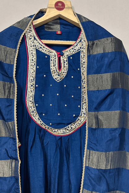 Blue Dola silk suit