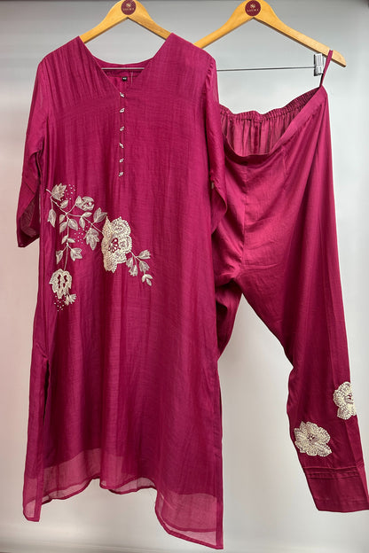 White dori handwork mulchanderi Co-ord set