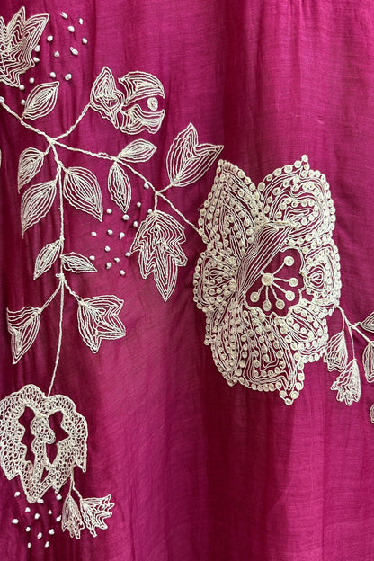 White dori handwork mulchanderi Co-ord set