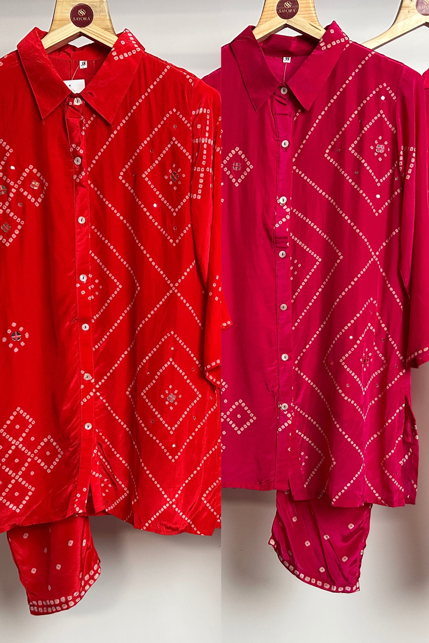 Mirror work bandhni style designer Co-ord set