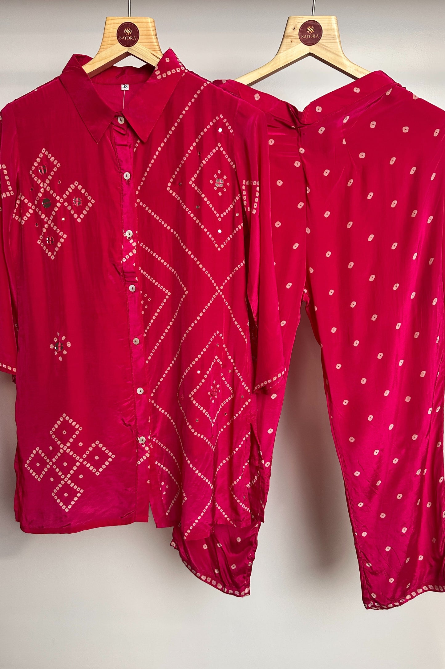 Mirror work bandhni style designer Co-ord set