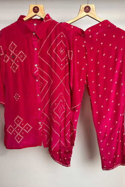 Mirror work bandhni style designer Co-ord set