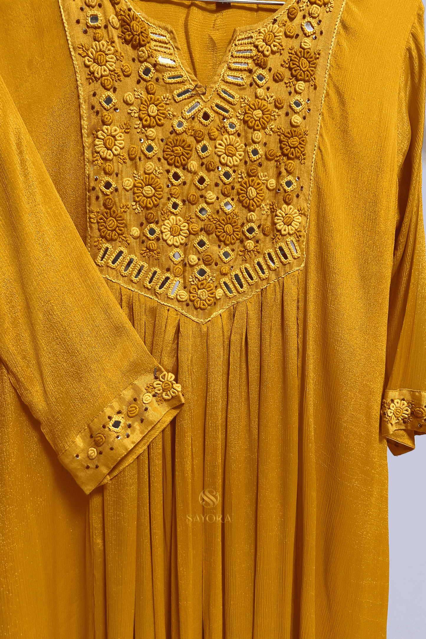 Genda phool mirror work suit