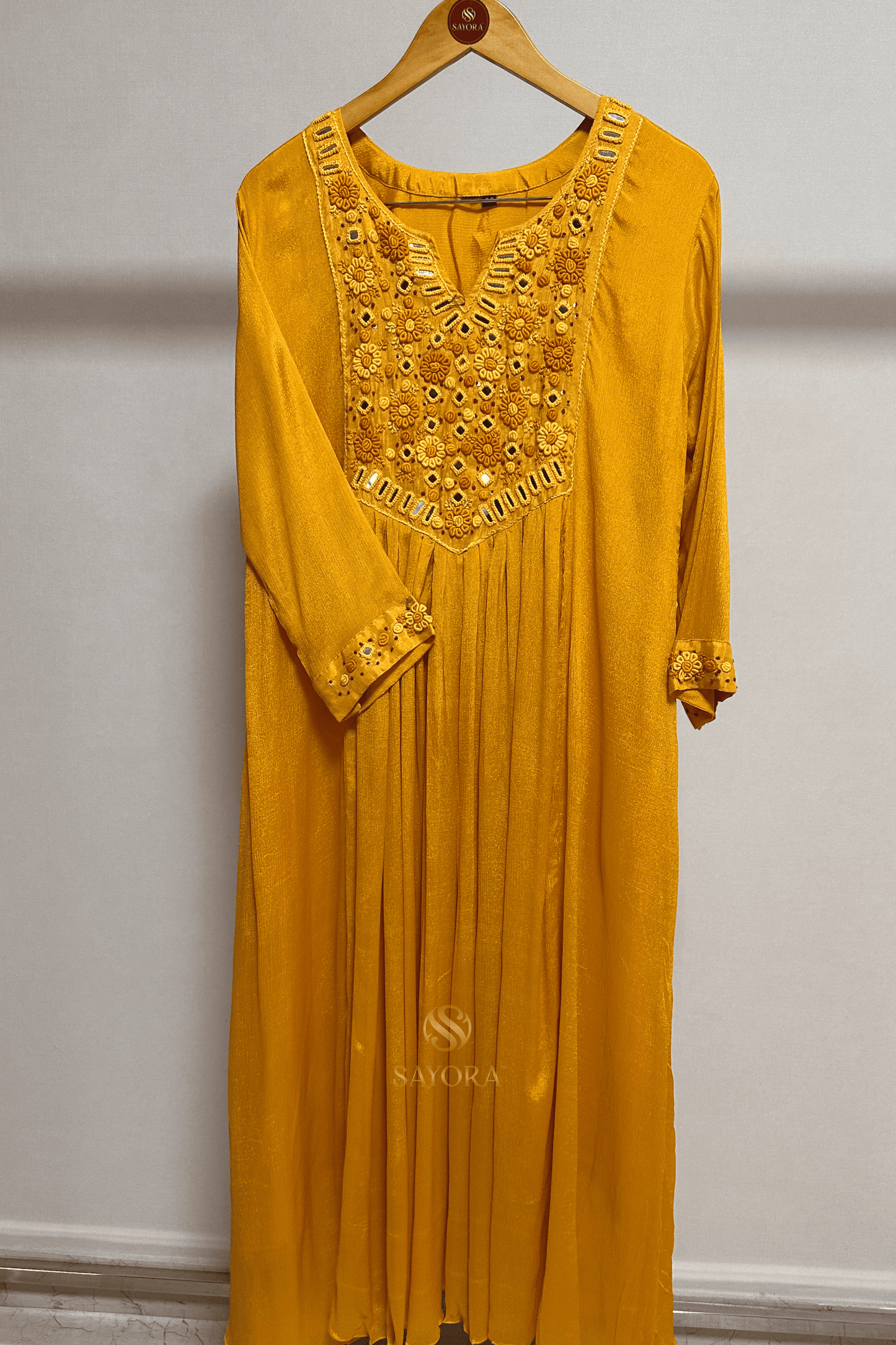 Genda phool mirror work suit
