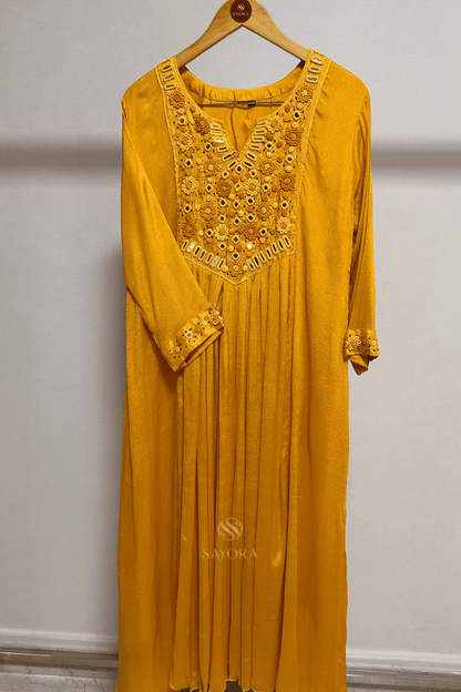 Genda phool mirror work suit