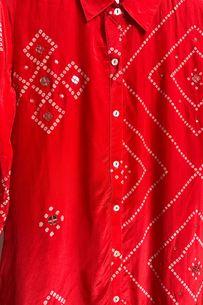 Mirror work bandhni style designer Co-ord set