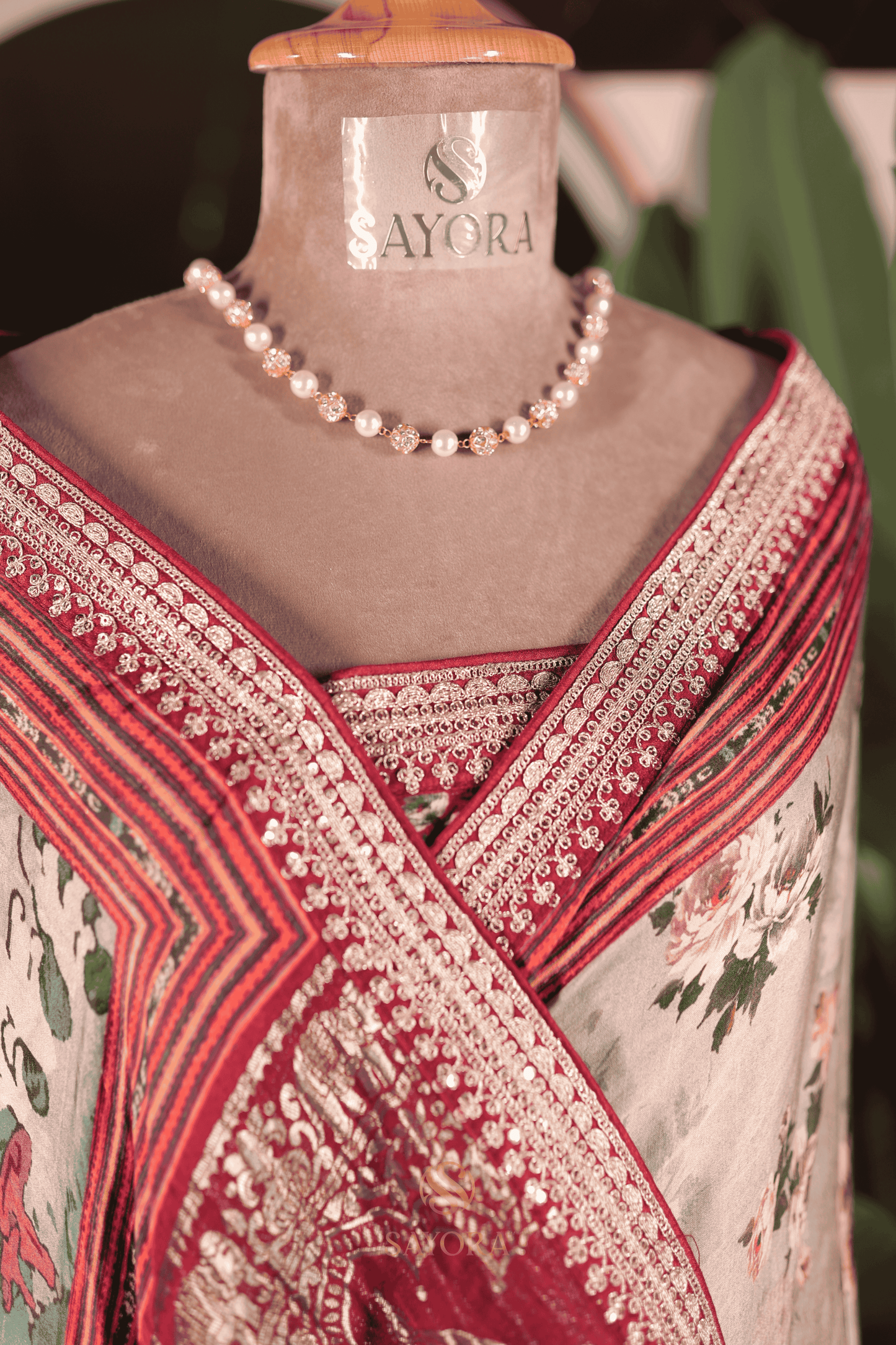 Grey modal silk floral print  Elephant nakshi zari woven saree