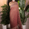 Wine tissue net sequins embroidered designer saree