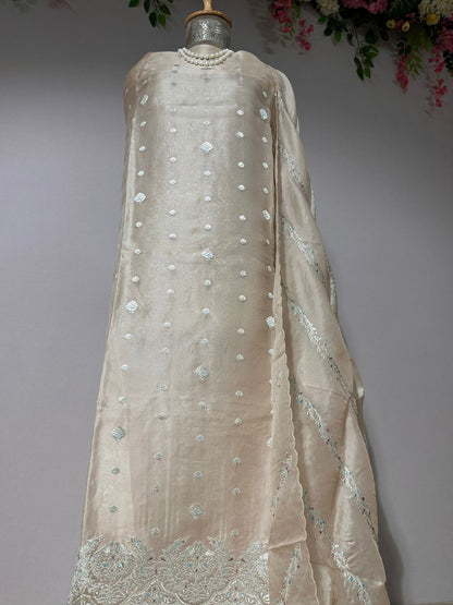 Unstitched organza suit