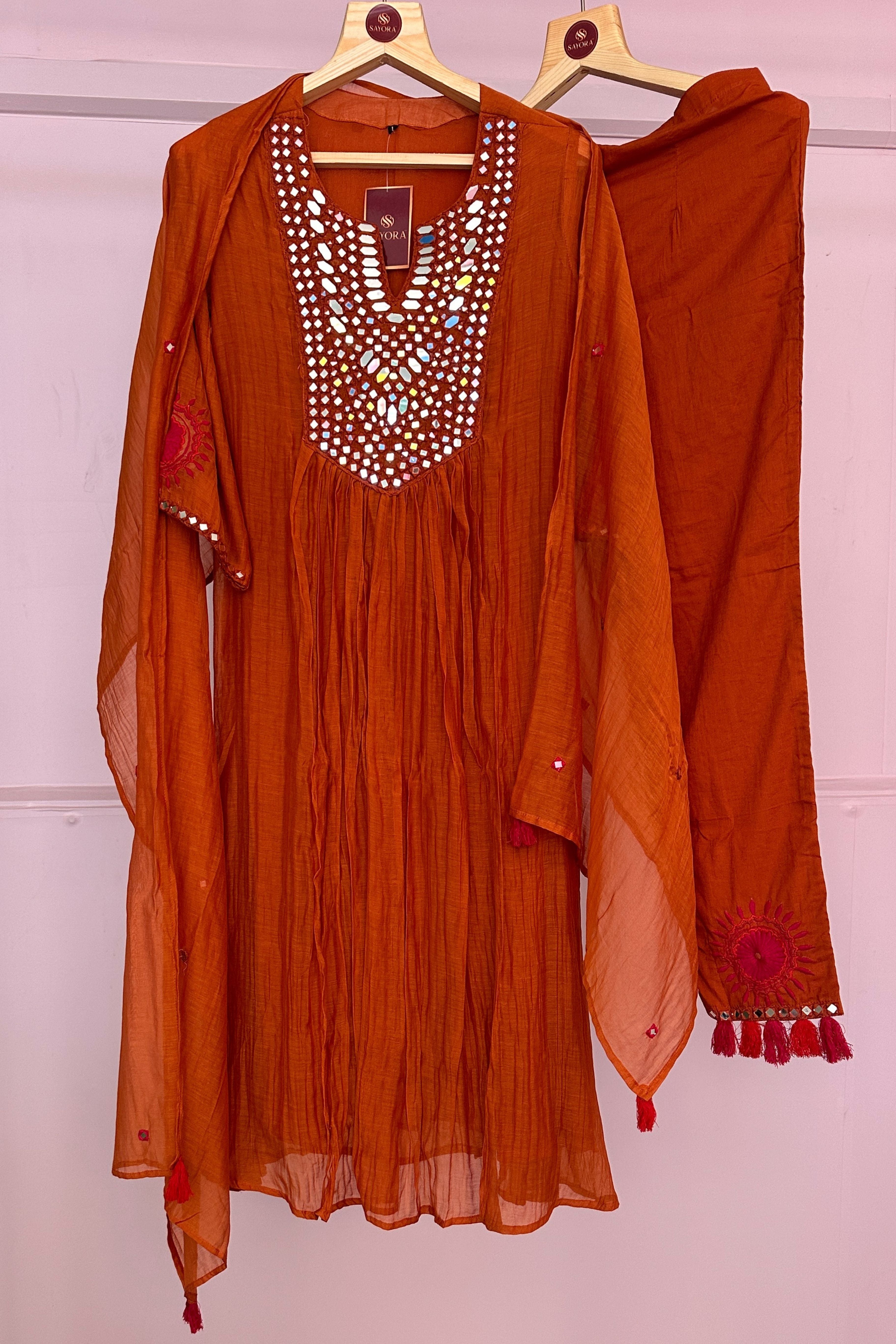 Mirror work mulchanderi suit – Sayora