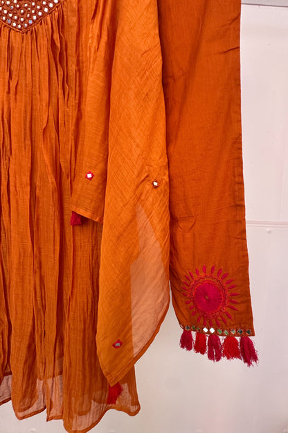 Mirror work mulchanderi suit